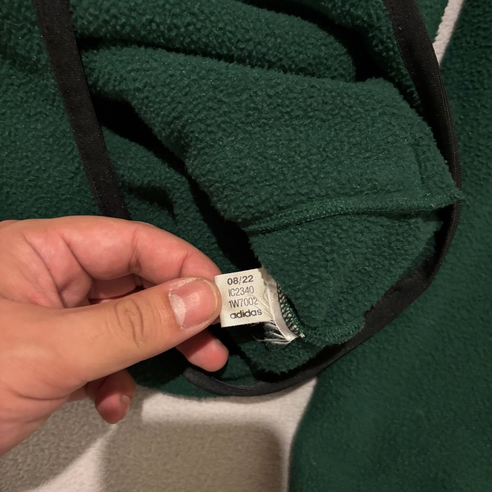 adidas Polar Fleece Jacket Size Small Green Black Hooded Full Zip Outdoor IC2340 - Picture 2 of 7